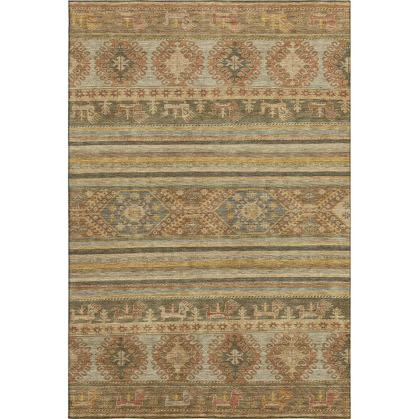 HomeRoots 10' Washable Beige Gold and Gray Medallion Area Rug with UV Protection - Perfect for High-Traffic Homes 695234