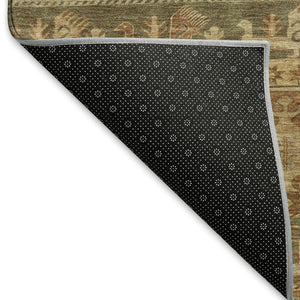 HomeRoots 10' Washable Beige Gold and Gray Medallion Area Rug with UV Protection - Perfect for High-Traffic Homes 695234