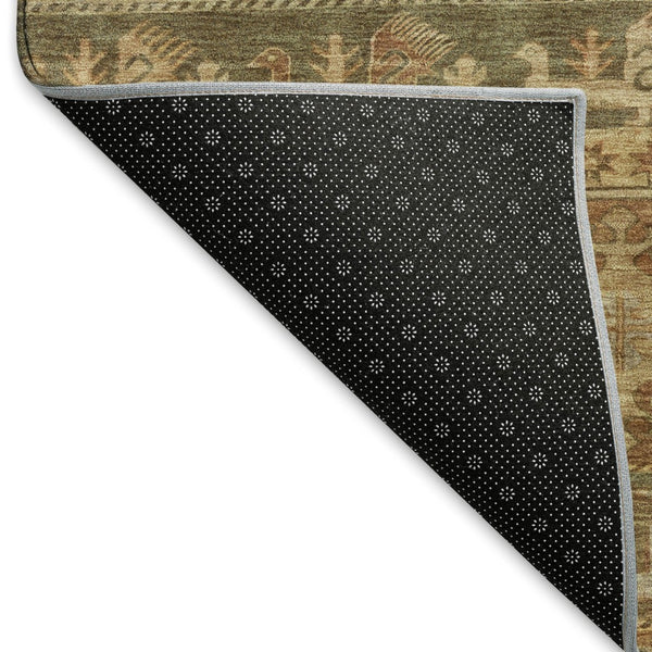 HomeRoots 10' Washable Beige Gold and Gray Medallion Area Rug with UV Protection - Perfect for High-Traffic Homes 695234
