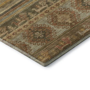 HomeRoots 10' Washable Beige Gold and Gray Medallion Area Rug with UV Protection - Perfect for High-Traffic Homes 695234