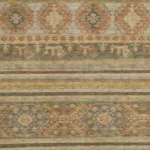 HomeRoots 10' Washable Beige Gold and Gray Medallion Area Rug with UV Protection - Perfect for High-Traffic Homes 695234