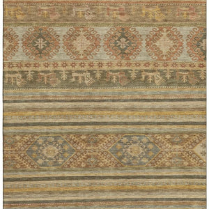 HomeRoots 10' Washable Beige Gold and Gray Medallion Area Rug with UV Protection - Perfect for High-Traffic Homes 695234