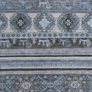 HomeRoots 5' X 8' Blue Ivory Gray Medallion Washable Area Rug - Stylish, Durable, UV Protected for Every Home 695236