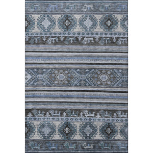 HomeRoots 8' X 10' Blue Ivory Gray Medallion Area Rug - Stylish, Stain-Resistant & UV Protected for Every Space 695238