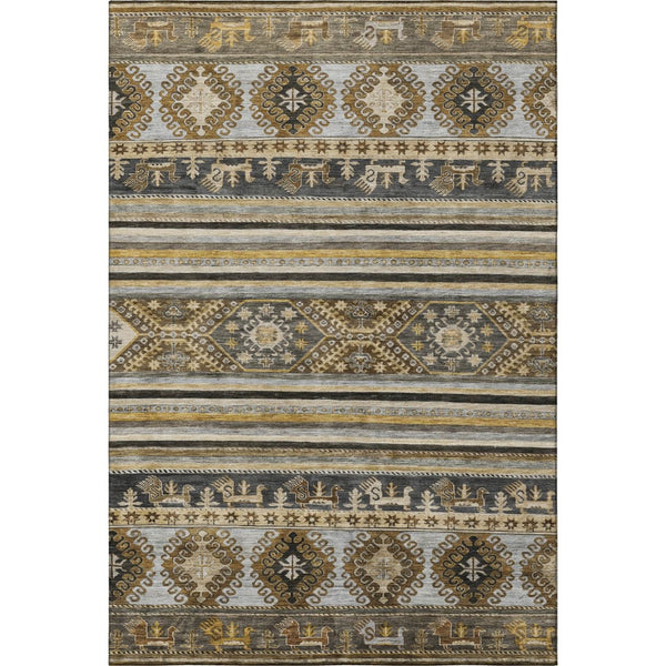 HomeRoots 5' X 8' Chocolate Ivory Gray Medallion Area Rug – Stain Resistant, UV Protected, Easy Care Comfort 695242