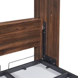 English Elm Twin Murphy Wall Bed with Side Cabinet Space Saving Mdf Frame for Studio Apartments LP000690AAK-1