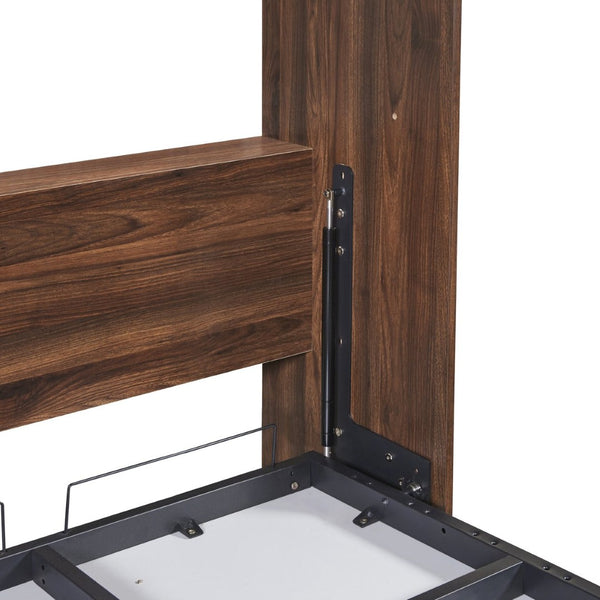 English Elm Twin Murphy Wall Bed with Side Cabinet Space Saving Mdf Frame for Studio Apartments LP000690AAK-1