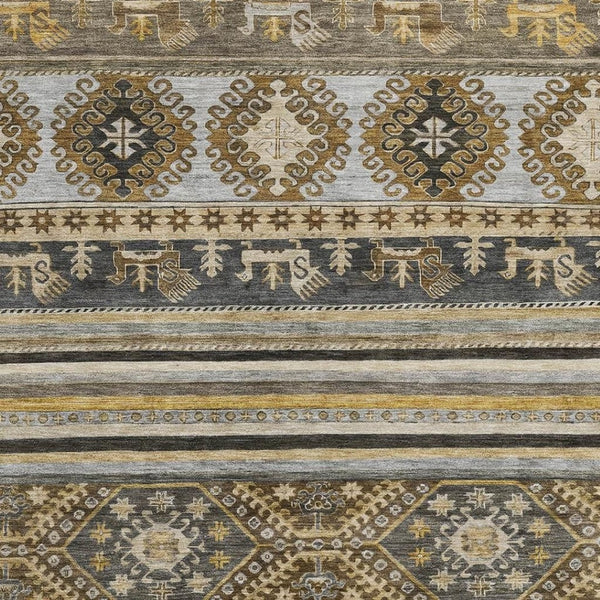 HomeRoots 8' X 10' Elegant Chocolate Ivory Gray Medallion Area Rug - Washable, UV Protected & Stain Resistant! 695244