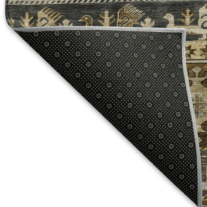 HomeRoots 9' X 12' Transitional Chocolate Ivory Gray Medallion Area Rug - Stain Resistant & UV Safe Design 695245