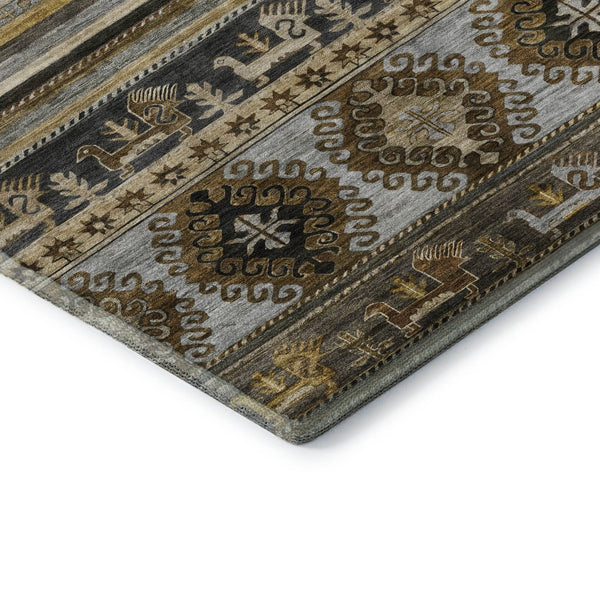 HomeRoots 9' X 12' Transitional Chocolate Ivory Gray Medallion Area Rug - Stain Resistant & UV Safe Design 695245