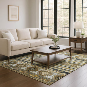 HomeRoots 10' X 14' Chocolate Ivory Gray Medallion Area Rug - Durable, Washable, UV Protected for High-Traffic Spaces 695246