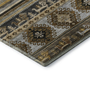 HomeRoots 10' X 14' Chocolate Ivory Gray Medallion Area Rug - Durable, Washable, UV Protected for High-Traffic Spaces 695246