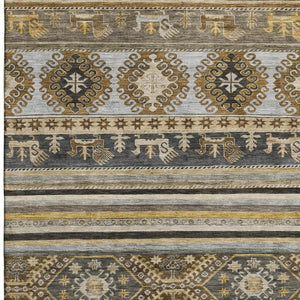 HomeRoots 10' X 14' Chocolate Ivory Gray Medallion Area Rug - Durable, Washable, UV Protected for High-Traffic Spaces 695246
