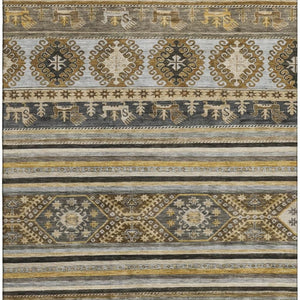 HomeRoots 10' X 14' Chocolate Ivory Gray Medallion Area Rug - Durable, Washable, UV Protected for High-Traffic Spaces 695246