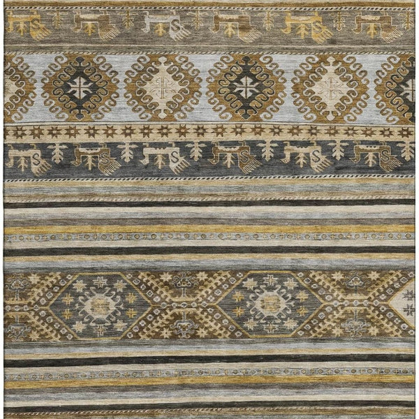 HomeRoots 10' X 14' Chocolate Ivory Gray Medallion Area Rug - Durable, Washable, UV Protected for High-Traffic Spaces 695246