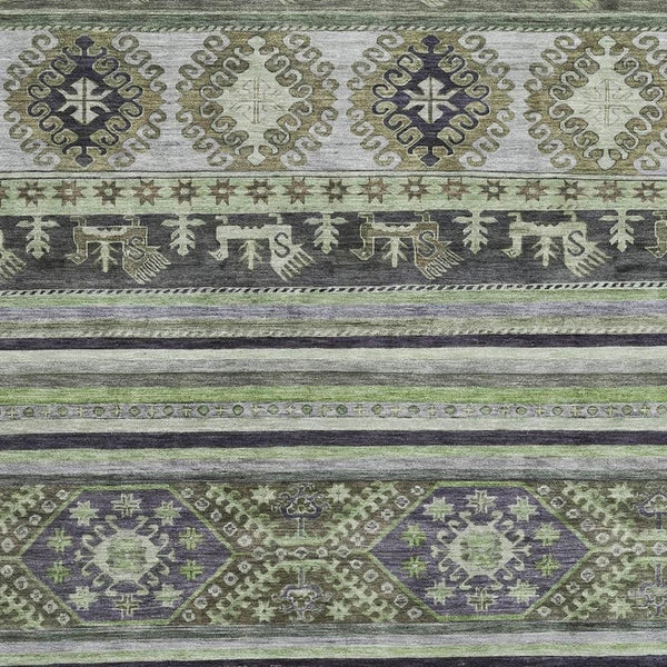 HomeRoots 5' X 8' Washable Fern Green Medallion Area Rug with UV Protection for Stylish, Durable Comfort 695248