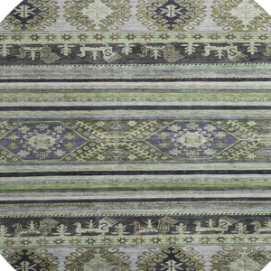HomeRoots 8' Stylish Fern Green Medallion Round Rug – Washable, UV-Protected, & Family-Friendly Comfort 695249