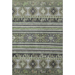 HomeRoots 9' X 12' Washable Fern Green Ivory and Gray Medallion Area Rug - UV Protected, Pet-Friendly Design 695251
