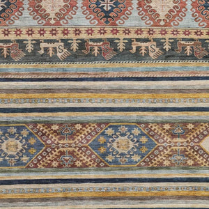 HomeRoots 8' X 10' Washable Rust Gold & Blue Medallion Area Rug with UV Protection for Stylish Durability 695256
