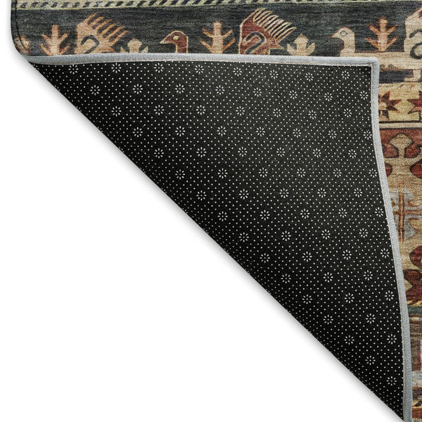 HomeRoots 9' X 12' Medallion Area Rug in Rust, Gold & Blue - Washable, UV Protected, Stain Resistant & Durable 695257