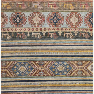 HomeRoots 9' X 12' Medallion Area Rug in Rust, Gold & Blue - Washable, UV Protected, Stain Resistant & Durable 695257