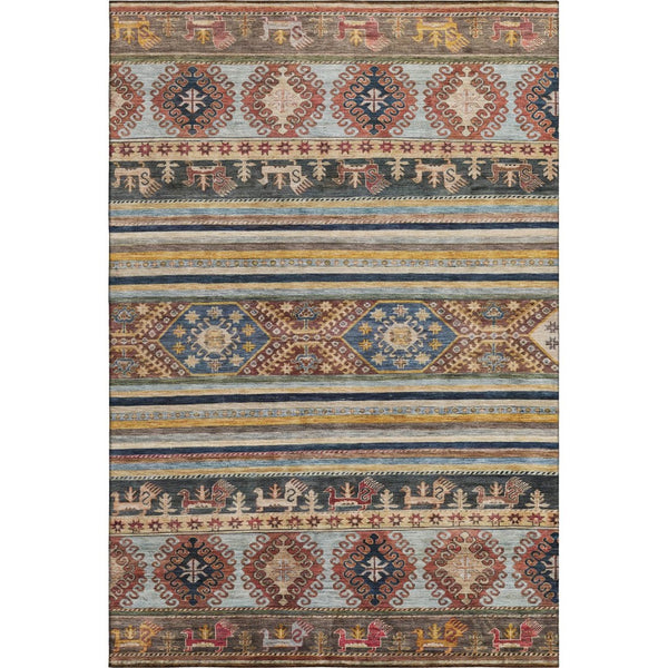 HomeRoots 10' X 14' Washable Medallion Area Rug – Durable, UV-Protected, Stylish Rust, Gold & Blue Design! 695258
