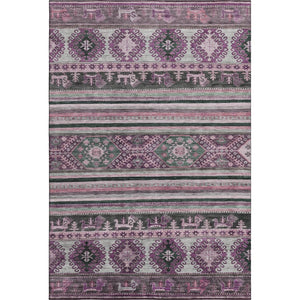 HomeRoots 5' X 8' Stylish Purple Gray Ivory Area Rug - Washable, Stain Resistant & UV Protected for Homes 695260