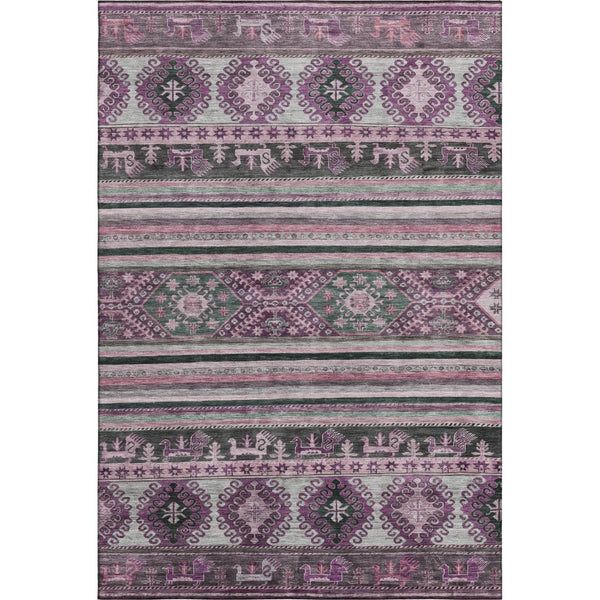 HomeRoots 5' X 8' Stylish Purple Gray Ivory Area Rug - Washable, Stain Resistant & UV Protected for Homes 695260