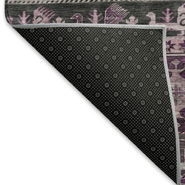 HomeRoots 5' X 8' Stylish Purple Gray Ivory Area Rug - Washable, Stain Resistant & UV Protected for Homes 695260