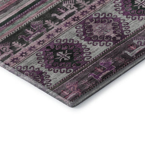 HomeRoots 5' X 8' Stylish Purple Gray Ivory Area Rug - Washable, Stain Resistant & UV Protected for Homes 695260