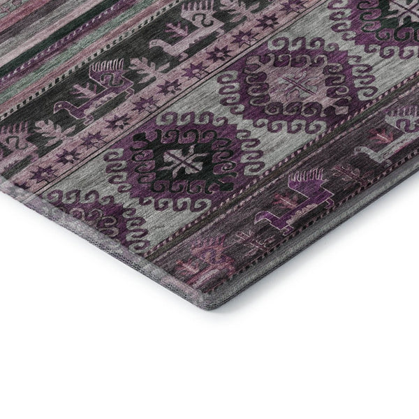 HomeRoots 5' X 8' Stylish Purple Gray Ivory Area Rug - Washable, Stain Resistant & UV Protected for Homes 695260