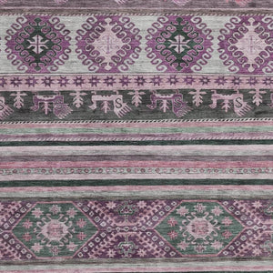 HomeRoots 5' X 8' Stylish Purple Gray Ivory Area Rug - Washable, Stain Resistant & UV Protected for Homes 695260