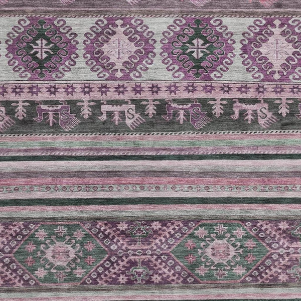 HomeRoots 5' X 8' Stylish Purple Gray Ivory Area Rug - Washable, Stain Resistant & UV Protected for Homes 695260