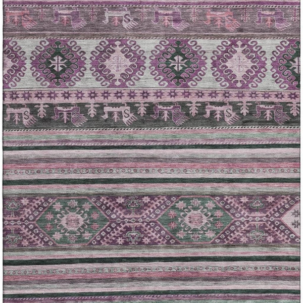 HomeRoots 5' X 8' Stylish Purple Gray Ivory Area Rug - Washable, Stain Resistant & UV Protected for Homes 695260