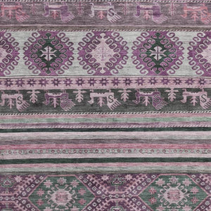 HomeRoots 8' X 10' Elegant Purple Gray Ivory Medallion Area Rug - Washable, UV Protected & Stain Resistant 695262
