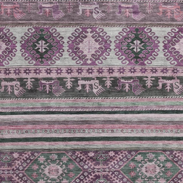 HomeRoots 8' X 10' Elegant Purple Gray Ivory Medallion Area Rug - Washable, UV Protected & Stain Resistant 695262