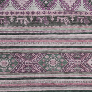 HomeRoots 10' X 14' Washable Medallion Area Rug in Purple, Gray & Ivory - UV Protected & Stain Resistant! 695264