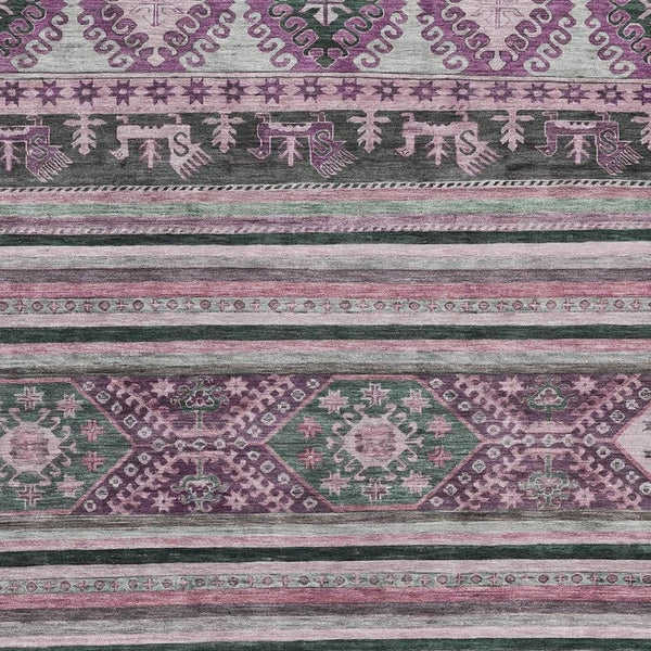HomeRoots 10' X 14' Washable Medallion Area Rug in Purple, Gray & Ivory - UV Protected & Stain Resistant! 695264