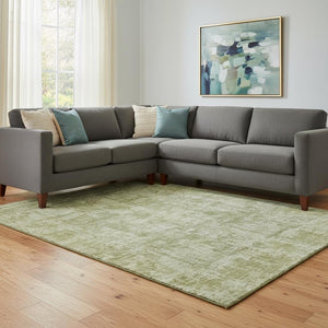 HomeRoots 8' X 10' Artichoke Green Washable Abstract Area Rug with UV Protection for Modern Homes & Pets 695268