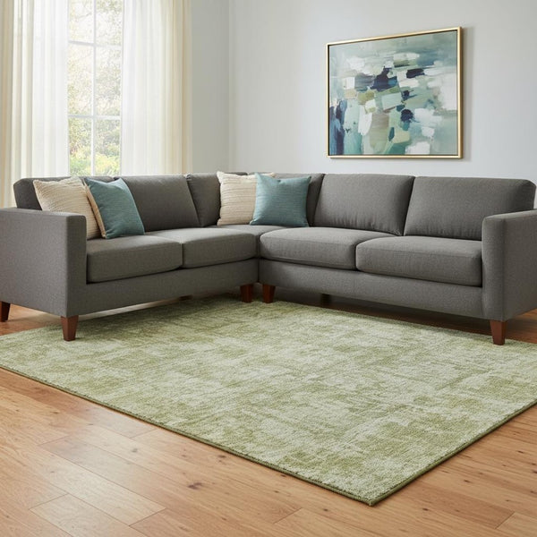 HomeRoots 8' X 10' Artichoke Green Washable Abstract Area Rug with UV Protection for Modern Homes & Pets 695268