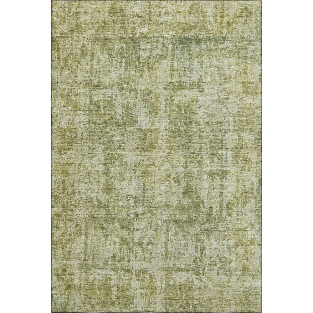 HomeRoots 8' X 10' Artichoke Green Washable Abstract Area Rug with UV Protection for Modern Homes & Pets 695268