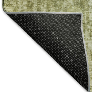 HomeRoots 8' X 10' Artichoke Green Washable Abstract Area Rug with UV Protection for Modern Homes & Pets 695268