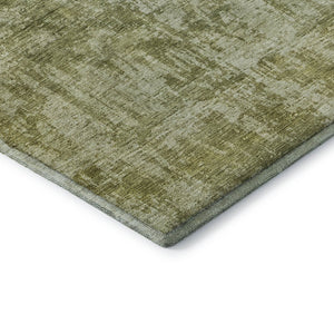 HomeRoots 8' X 10' Artichoke Green Washable Abstract Area Rug with UV Protection for Modern Homes & Pets 695268