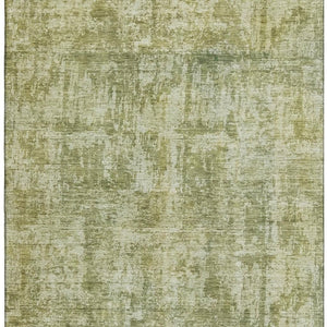 HomeRoots 9' X 12' Artichoke Green Abstract Washable Area Rug with UV Protection – Stylish & Durable Design 695269