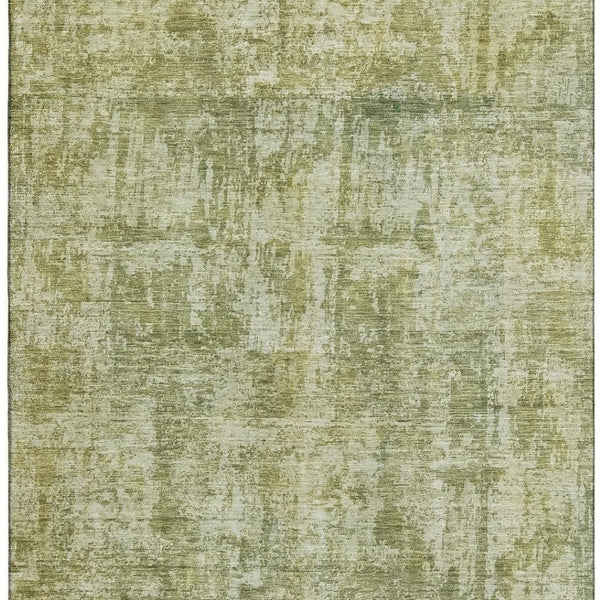 HomeRoots 9' X 12' Artichoke Green Abstract Washable Area Rug with UV Protection – Stylish & Durable Design 695269