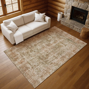 HomeRoots 5' X 8' Beige and Taupe Abstract Washable Area Rug with UV Protection for Modern Living Spaces 695272