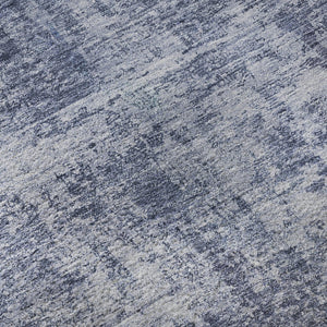 HomeRoots 8' Blue And Ivory Abstract Round Rug – Washable, UV-Protected, Durable, Ideal for Modern Spaces 695279