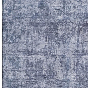 HomeRoots 8' X 10' Blue And Ivory Abstract Washable Area Rug - Durable, UV-Protected, Easy-Care for Families 695280