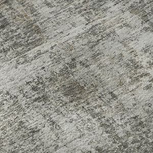 HomeRoots 8' Contemporary Pewter & Beige Abstract Washable Round Rug with UV Protection & Non-Slip Backing 695285