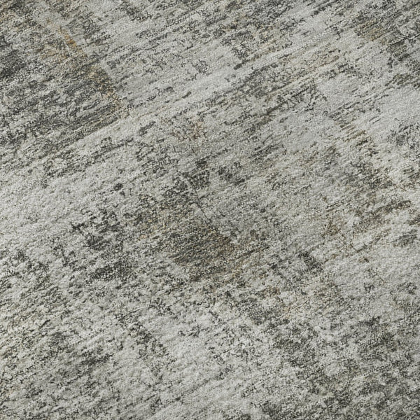 HomeRoots 8' Contemporary Pewter & Beige Abstract Washable Round Rug with UV Protection & Non-Slip Backing 695285